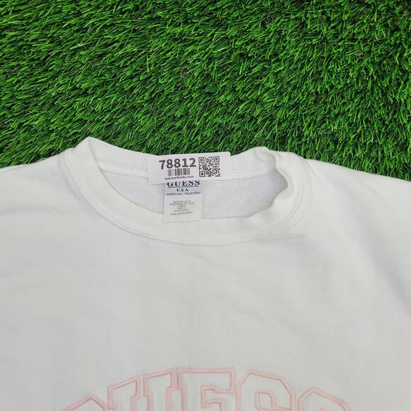 Vintage 90s GUESS USA Sweatshirt Womens Large 23x24 White - Picture 13 of 16